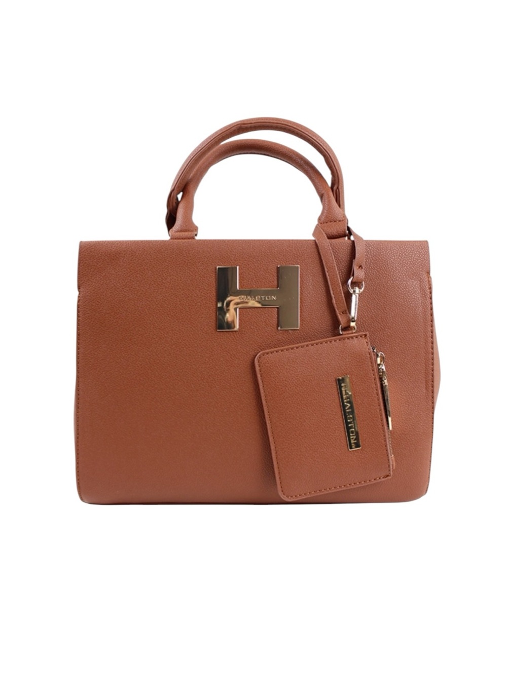 NWT H‎ by Halston Gina Pebble Faux Leather Satchel with Matching Wallet & Strap